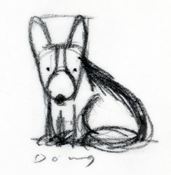 Garden Party Study II by Doug Hyde - Original Drawing on Mounted Paper sized 4x3 inches. Available from Whitewall Galleries